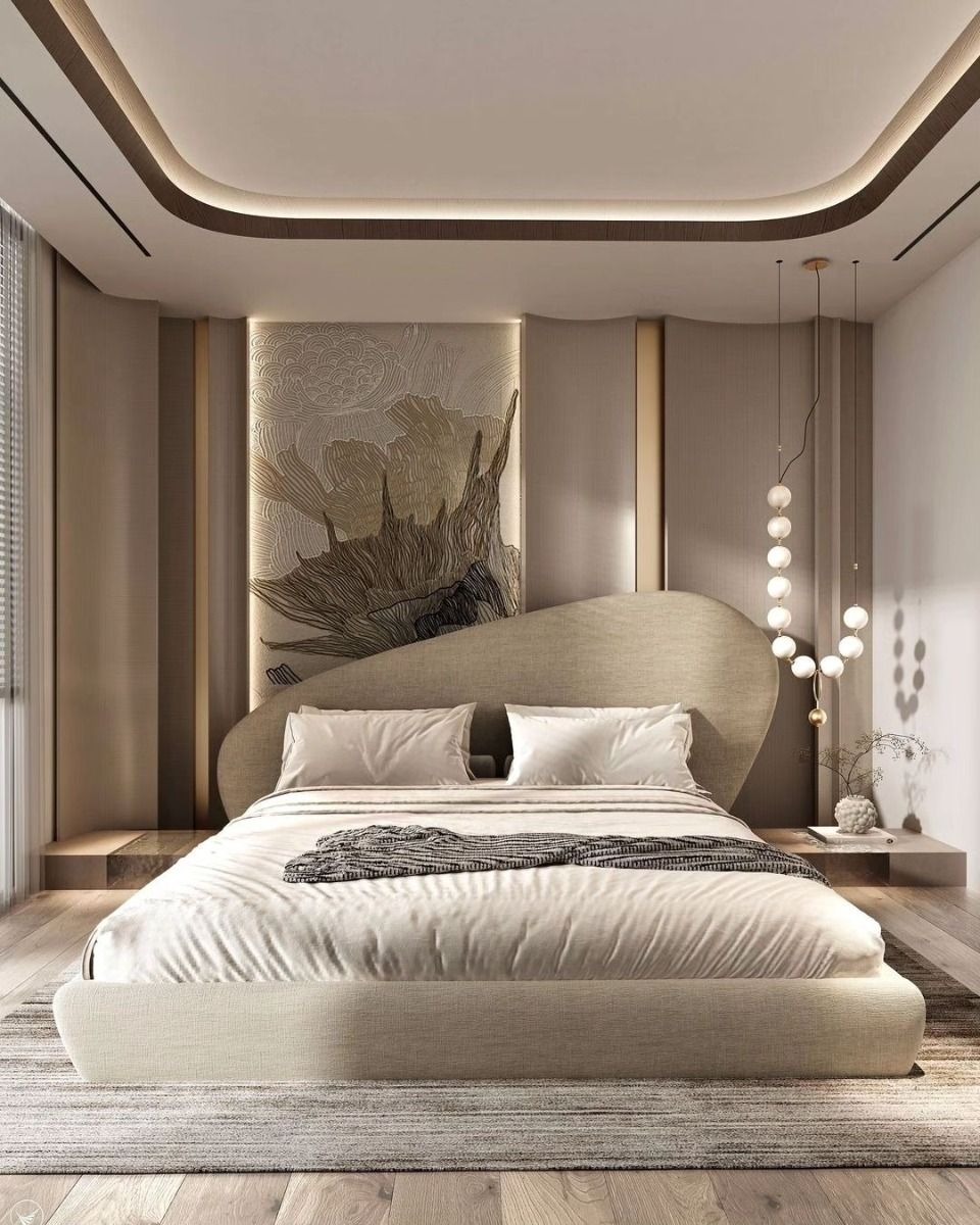 Elegant bedroom with WPC panels
